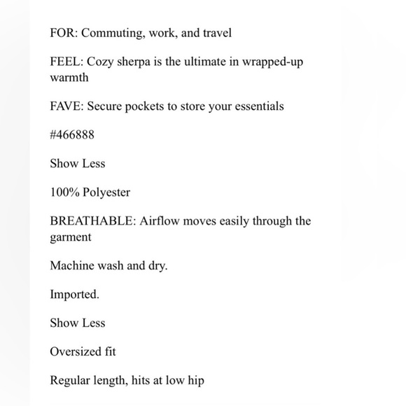 NWT- Athleta Cozy Sherpa Snap Seeatshirt, Size 1X - Picture 3 of 6